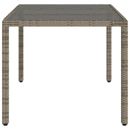 Tuintafel met glazen blad 150x90x75 cm poly rattan grijs
