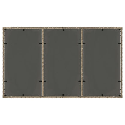 Tuintafel met glazen blad 150x90x75 cm poly rattan grijs