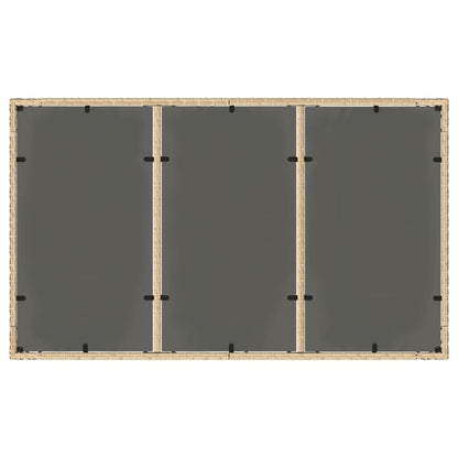 Tuintafel met glazen blad 150x90x75 cm poly rattan beige