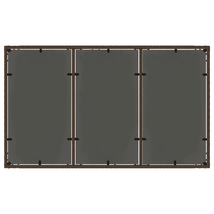 Tuintafel met glazen blad 150x90x75 cm poly rattan bruin