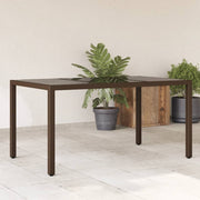 Tuintafel 150x90x75 cm poly rattan glas bruin