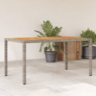 Tuintafel met acaciahouten blad 150x90x75 cm poly rattan grijs