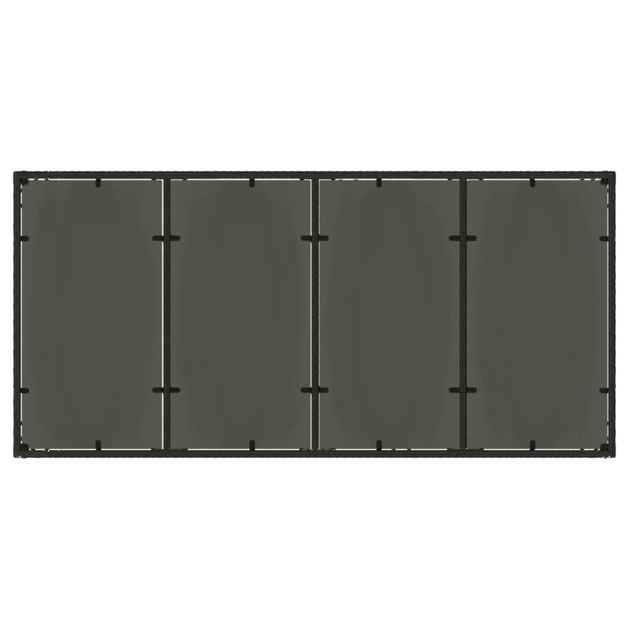 Tuintafel met glazen blad 190x90x75 cm poly rattan zwart