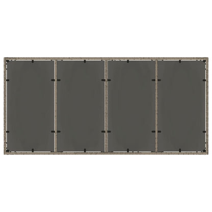 Tuintafel met glazen blad 190x90x75 cm poly rattan grijs