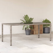 Tuintafel 190x90x75 cm poly rattan glas grijs