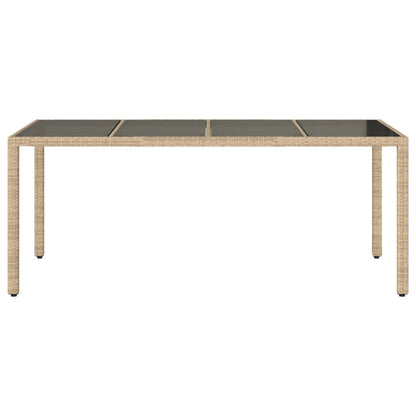 Tuintafel met glazen blad 190x90x75 cm poly rattan beige