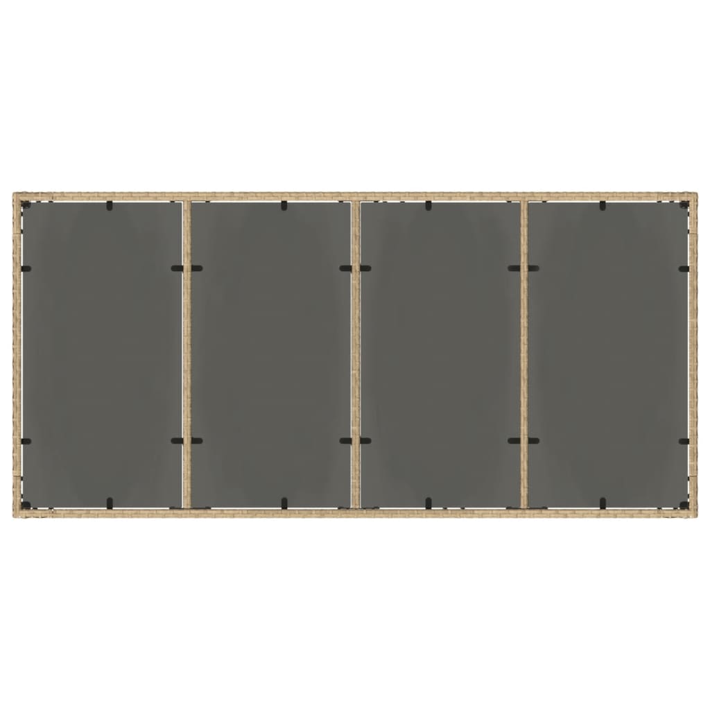 Tuintafel met glazen blad 190x90x75 cm poly rattan beige