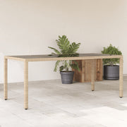 Tuintafel 190x90x75 cm poly rattan beige glas
