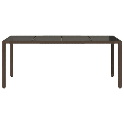 Tuintafel met glazen blad 190x90x75 cm poly rattan bruin