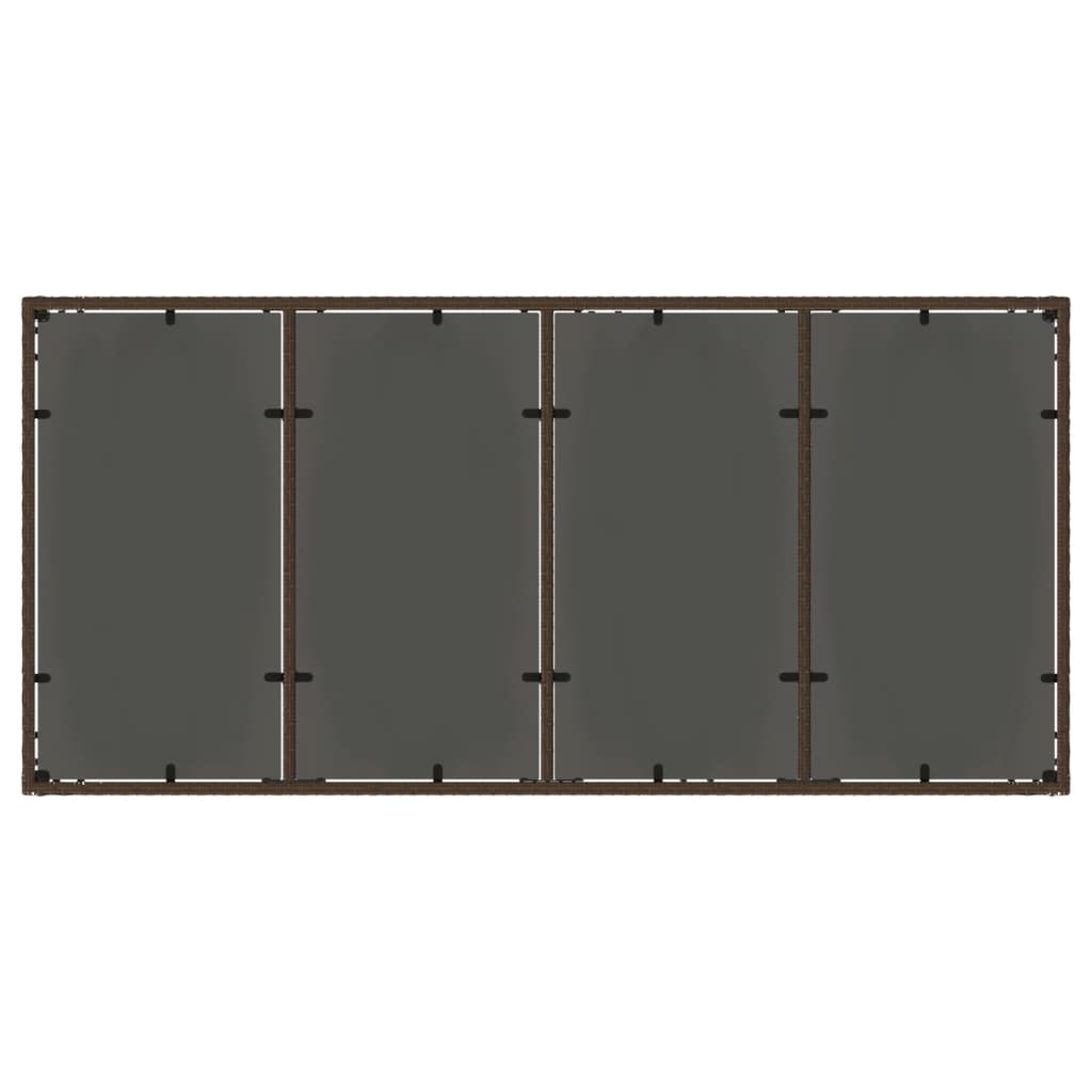 Tuintafel met glazen blad 190x90x75 cm poly rattan bruin