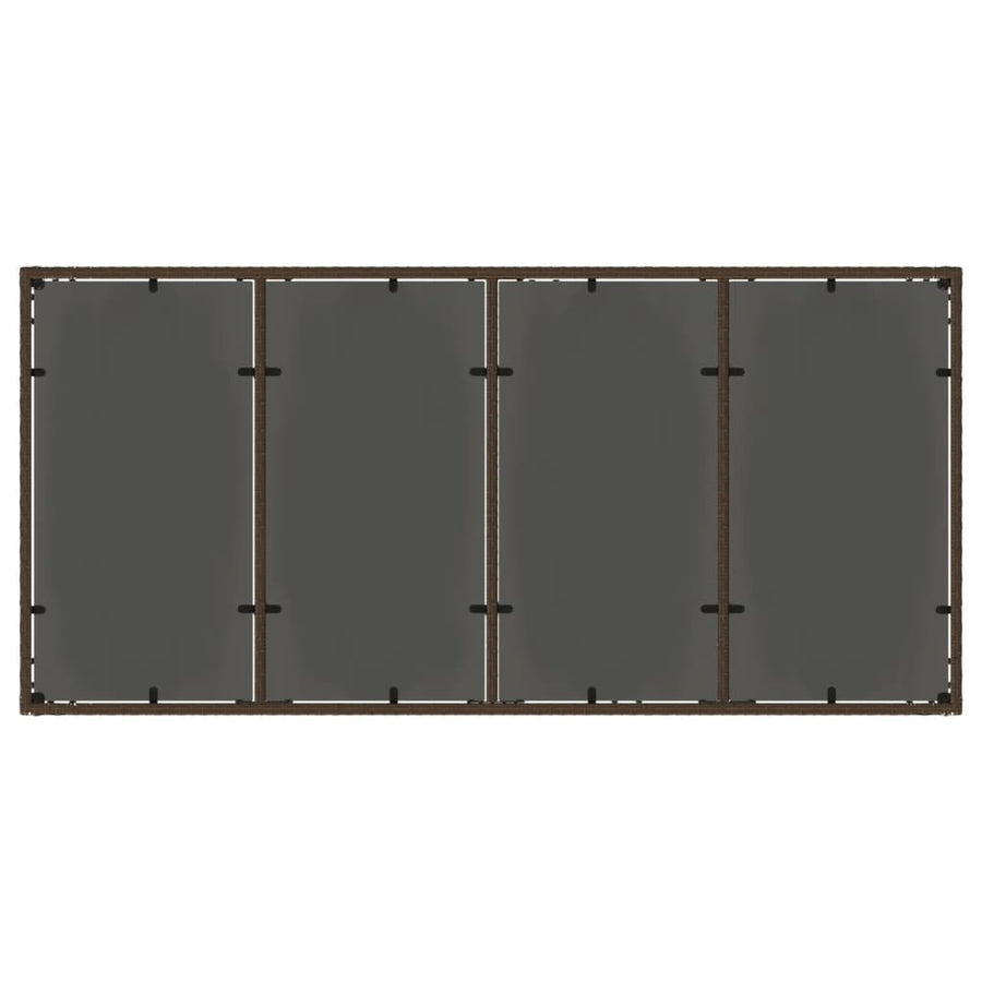 Tuintafel met glazen blad 190x90x75 cm poly rattan bruin