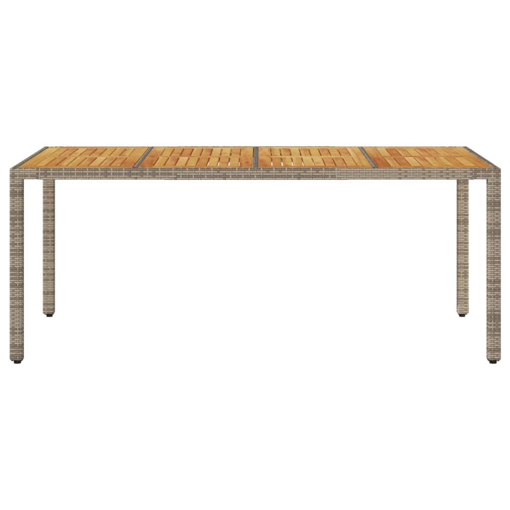 Tuintafel met acaciahouten blad 190x90x75 cm poly rattan grijs