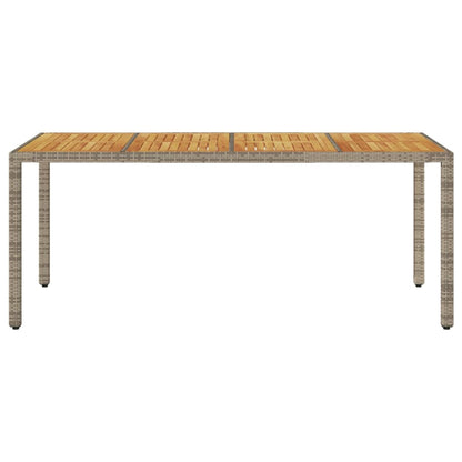 Tuintafel met acaciahouten blad 190x90x75 cm poly rattan grijs