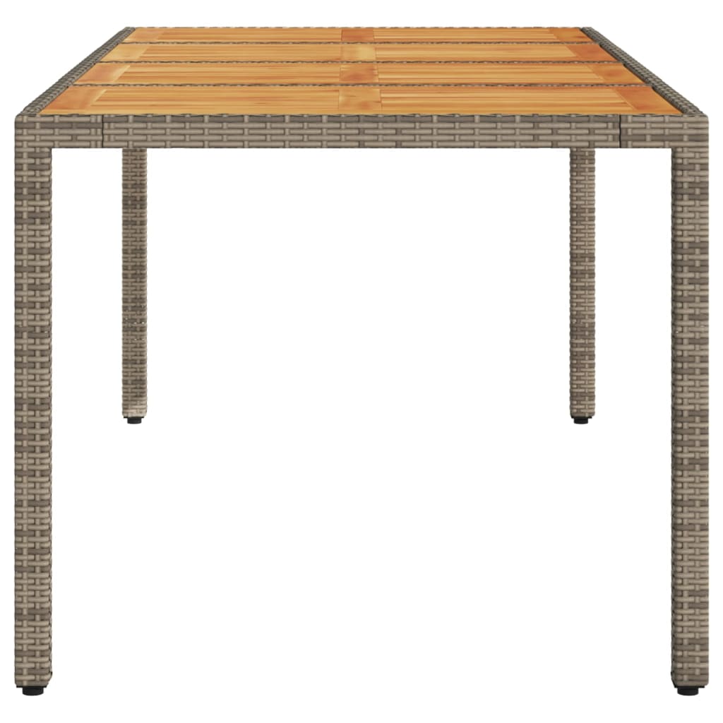 Tuintafel met acaciahouten blad 190x90x75 cm poly rattan grijs