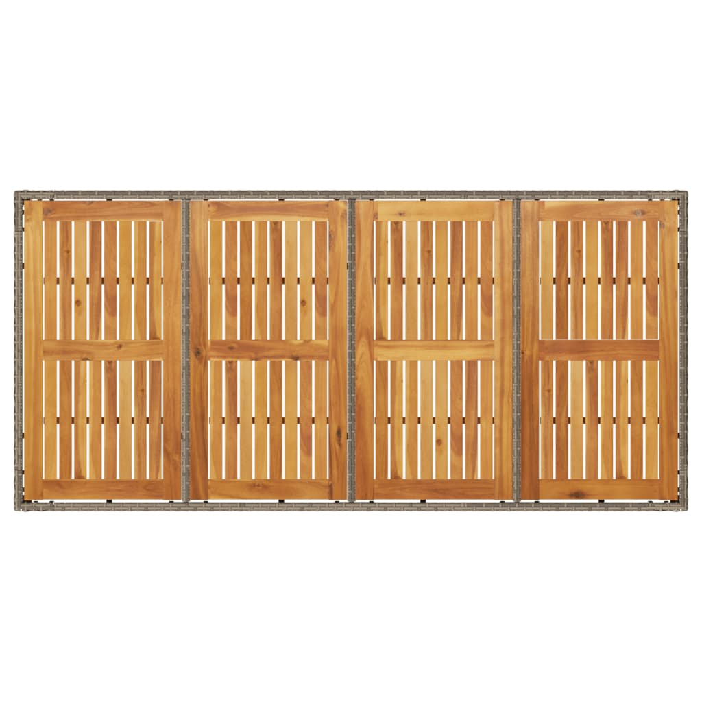 Tuintafel met acaciahouten blad 190x90x75 cm poly rattan grijs