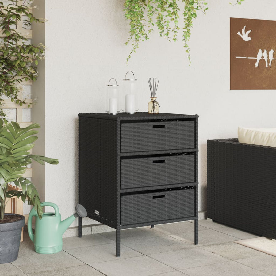 Tuinkast Poly Rattan 55 x 59 x 80 cm Zwart