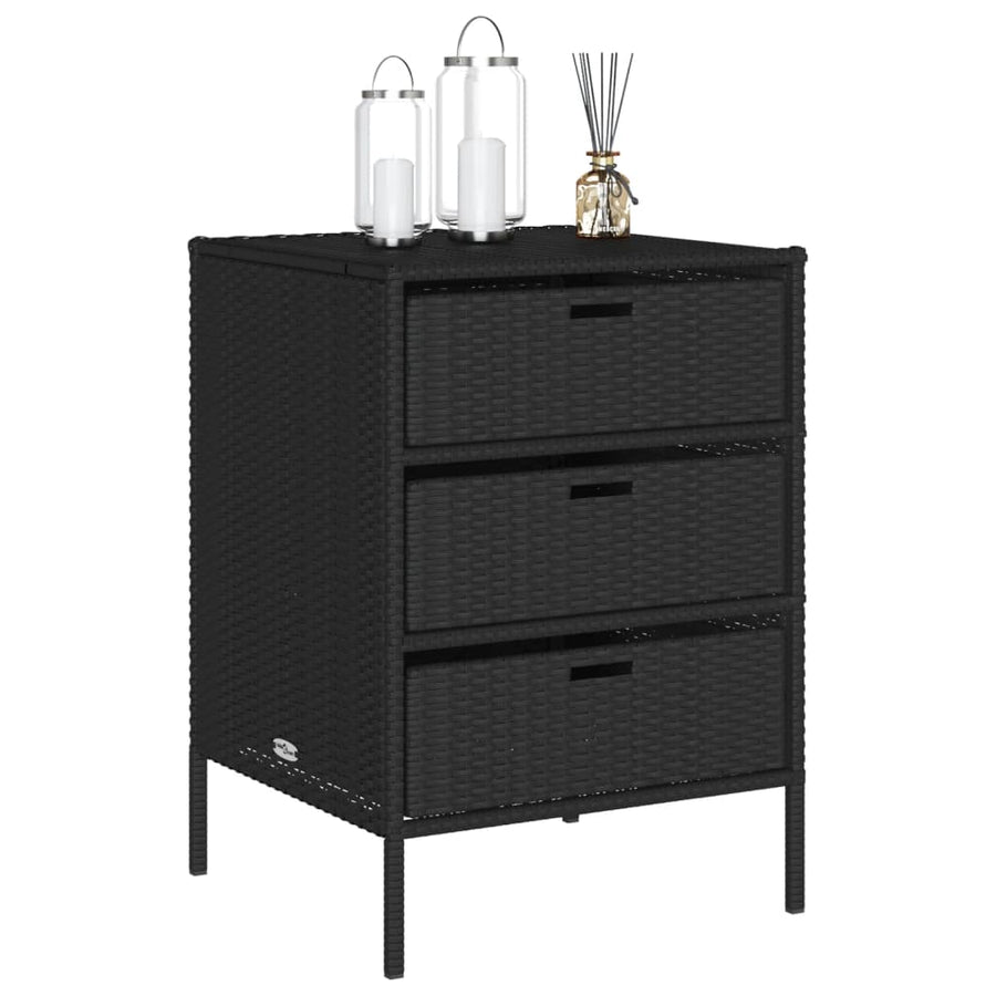 Tuinkast Poly Rattan 55 x 59 x 80 cm Zwart