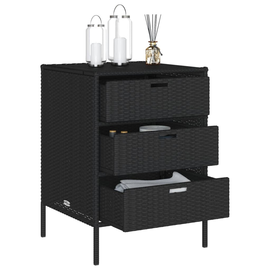 Tuinkast Poly Rattan 55 x 59 x 80 cm Zwart