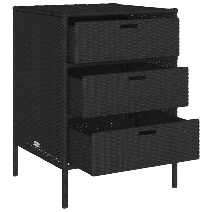 Tuinkast Poly Rattan 55 x 59 x 80 cm Zwart