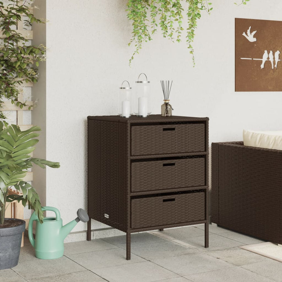 Tuinkast Poly Rattan 55 x 59 x 80 cm Bruin