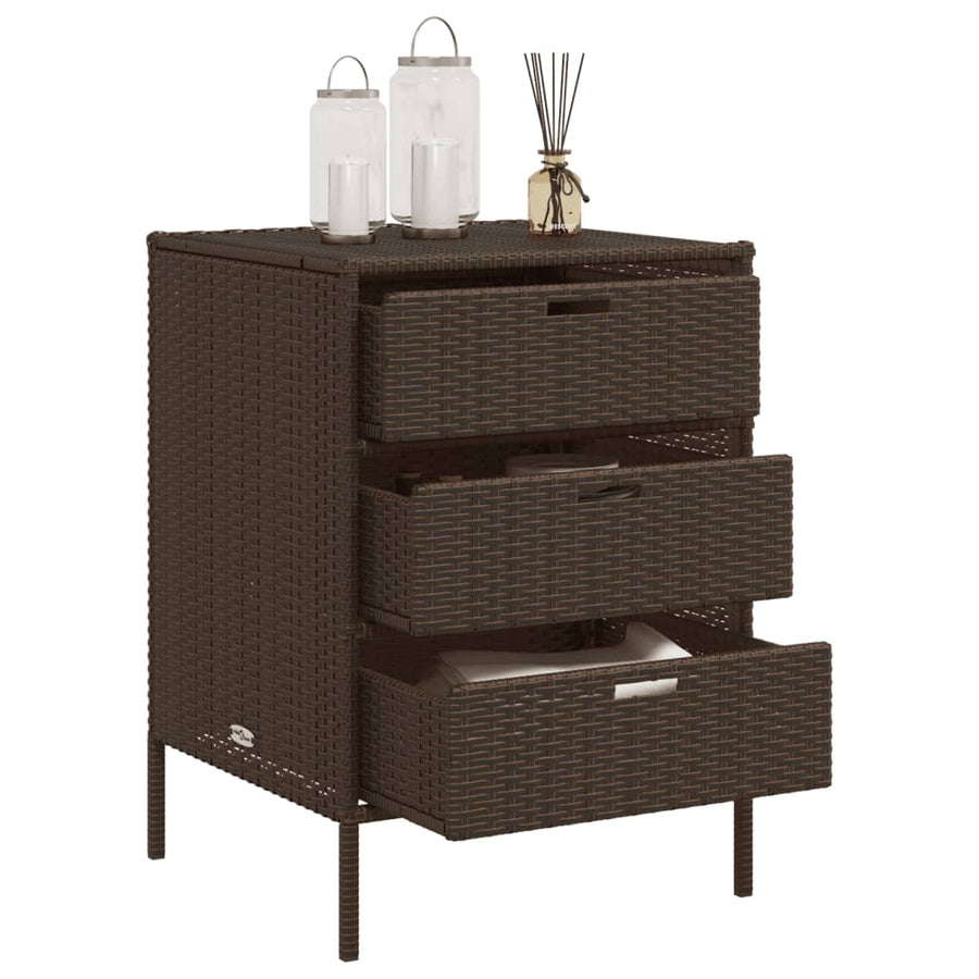Tuinkast Poly Rattan 55 x 59 x 80 cm Bruin