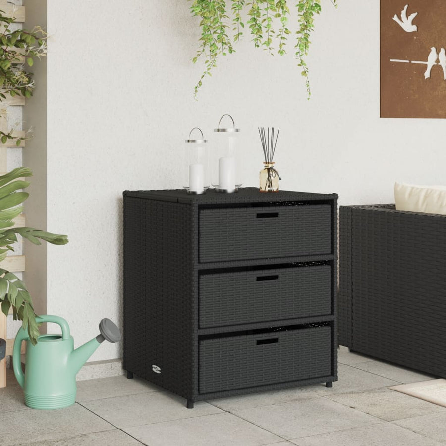 Tuinkast Poly Rattan 55 x 59 x 69 cm Zwart