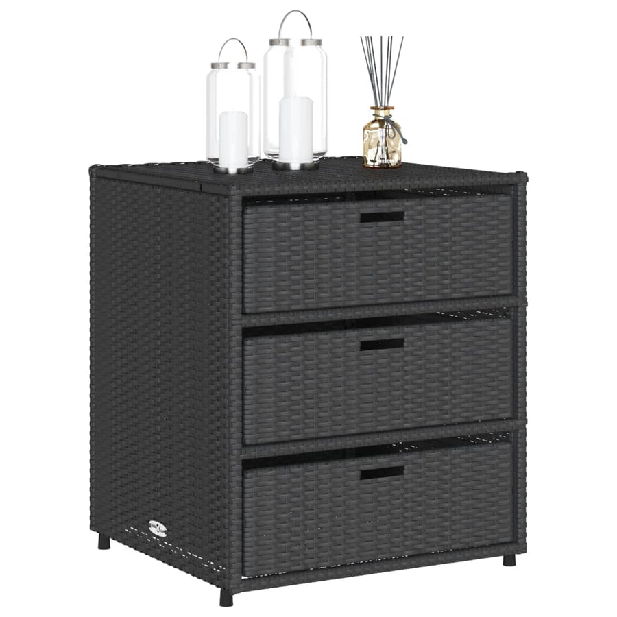 Tuinkast Poly Rattan 55 x 59 x 69 cm Zwart