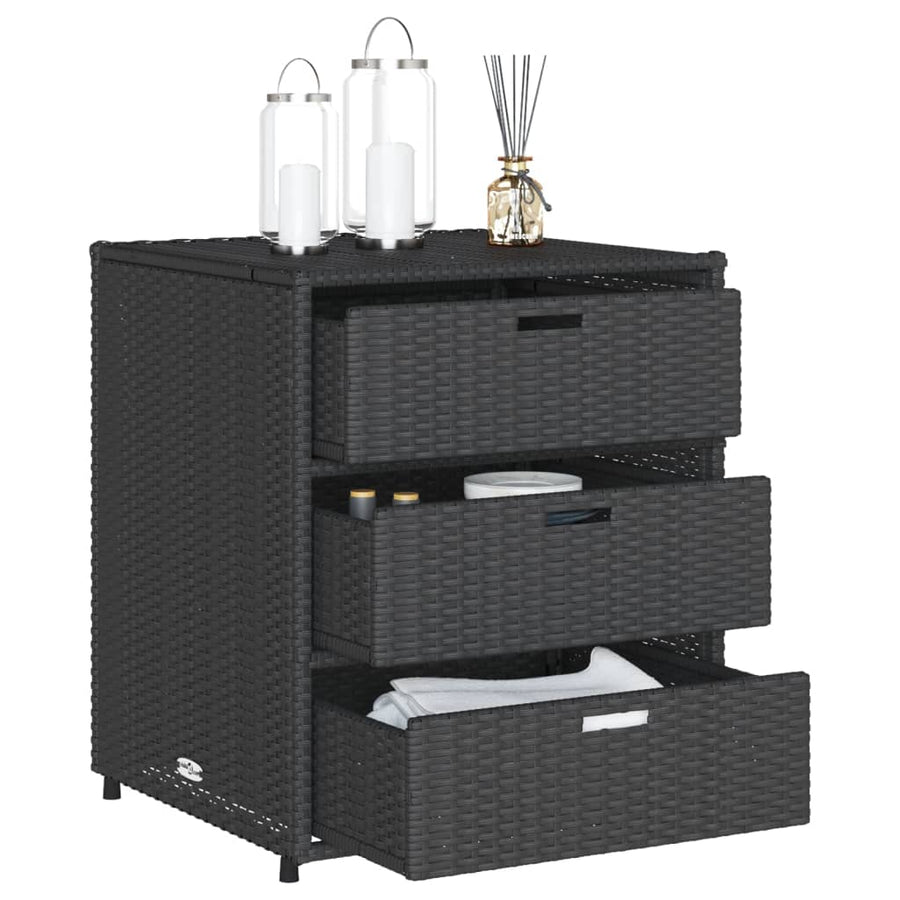 Tuinkast Poly Rattan 55 x 59 x 69 cm Zwart