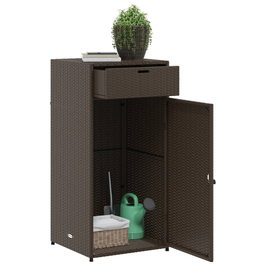 Tuinkast Poly Rattan 55 x 55 x 111 cm Bruin