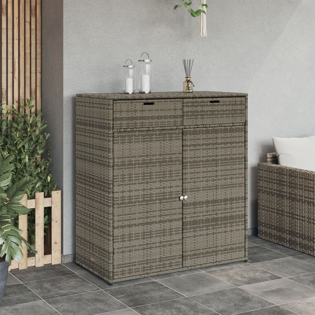 Tuinkast Poly Rattan 105 x 55 x 113 cm Grijs
