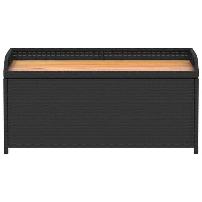 Opbergbankje 100x50x52 cm poly rattan en acaciahout zwart