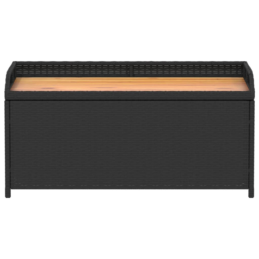 Opbergbankje 100x50x52 cm poly rattan en acaciahout zwart