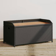 Opbergbank 100x50x52 cm poly rattan acaciahout zwart