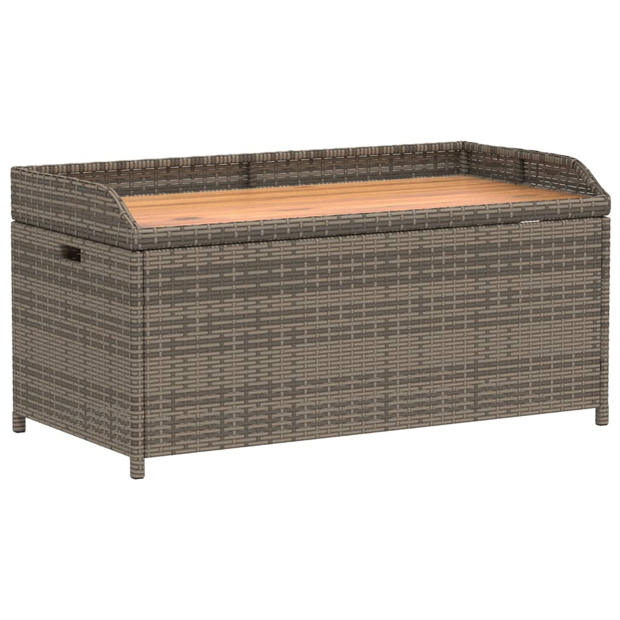 Opbergbank 100X50X52 Cm Poly Rattan En Acaciahout Grijs