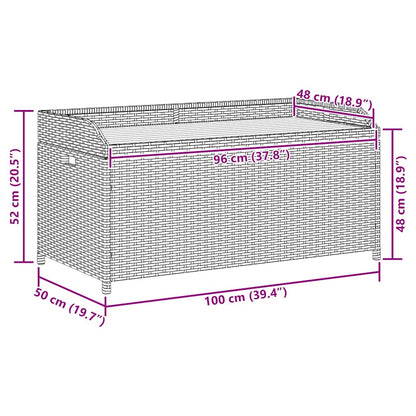 Opbergbankje 100x50x52 cm poly rattan acaciahout gemengd beige