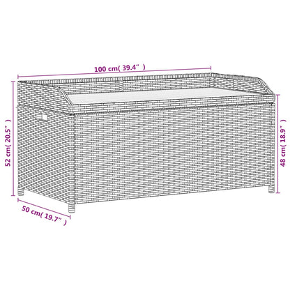 Opbergbankje 100x50x52 cm poly rattan acaciahout gemengd beige