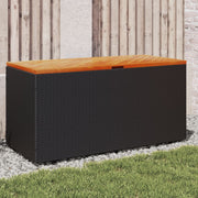 Tuinbox 110x50x54 cm poly rattan acaciahout zwart