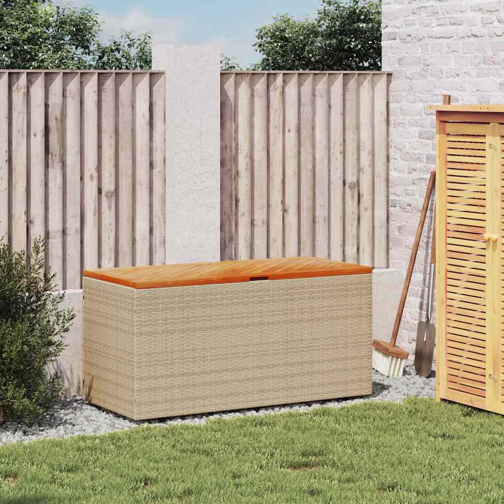 Tuinbox Poly Rattan En Acaciahout 110 x 50 x 54 cm