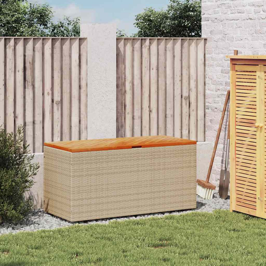 Tuinbox Poly Rattan En Acaciahout 110 x 50 x 54 cm