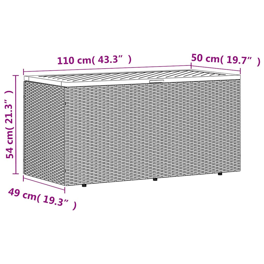 Tuinbox Poly Rattan En Acaciahout 110 x 50 x 54 cm