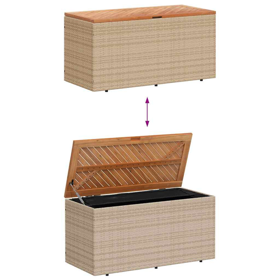 Tuinbox Poly Rattan En Acaciahout 110 x 50 x 54 cm