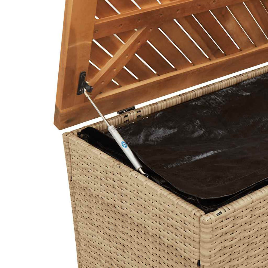Tuinbox Poly Rattan En Acaciahout 110 x 50 x 54 cm