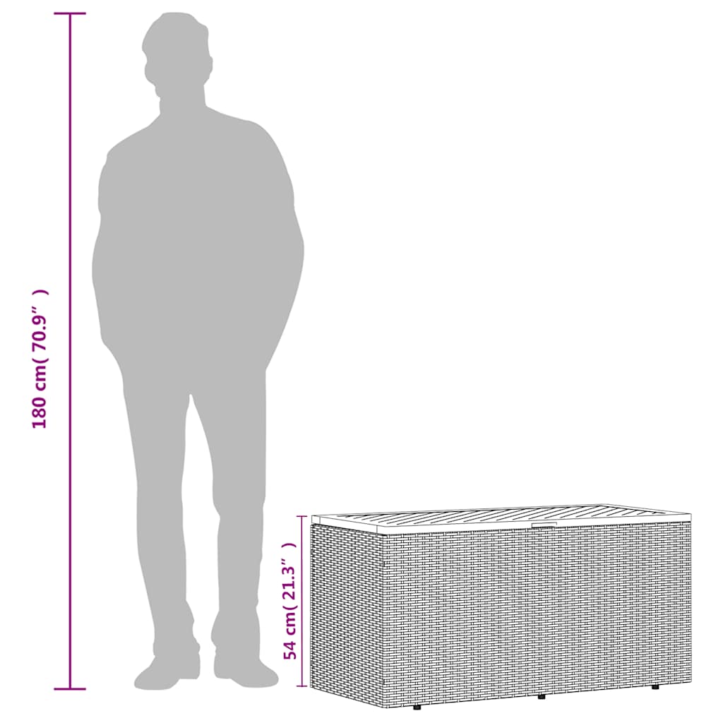 Tuinbox Poly Rattan En Acaciahout 110 x 50 x 54 cm