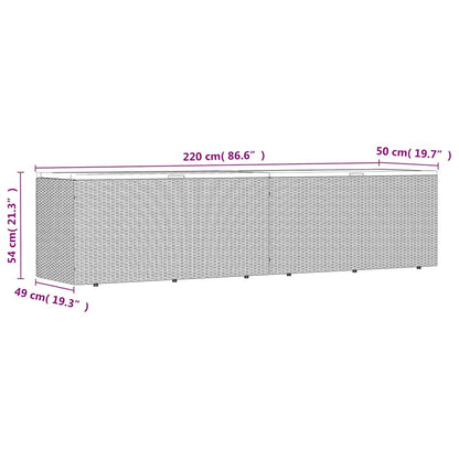 Tuinbox 220x50x54 cm poly rattan en acaciahout zwart