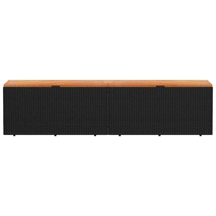 Tuinbox 220x50x54 cm poly rattan en acaciahout zwart