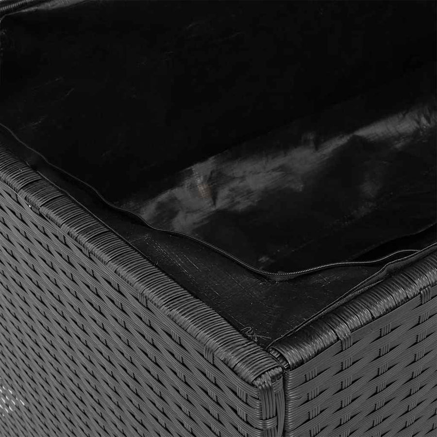 Tuinbox 220x50x54 cm poly rattan en acaciahout zwart