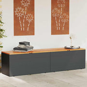 Tuinbox 220x50x54 cm poly rattan acaciahout zwart