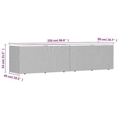 Tuinbox 220X50X54 Cm Poly Rattan En Acaciahout Grijs