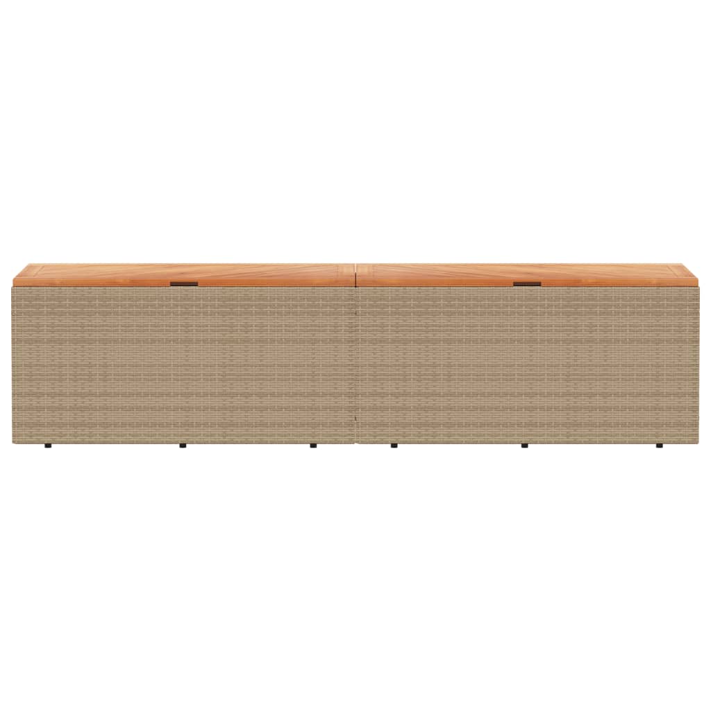 Tuinbox 220x50x54 cm poly rattan en acaciahout beige