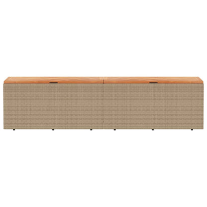 Tuinbox 220x50x54 cm poly rattan en acaciahout beige